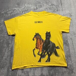 The Thread Shop Lil Nas X T-Shirt Mens XL Yellow  Horse Graphic Old Town Road